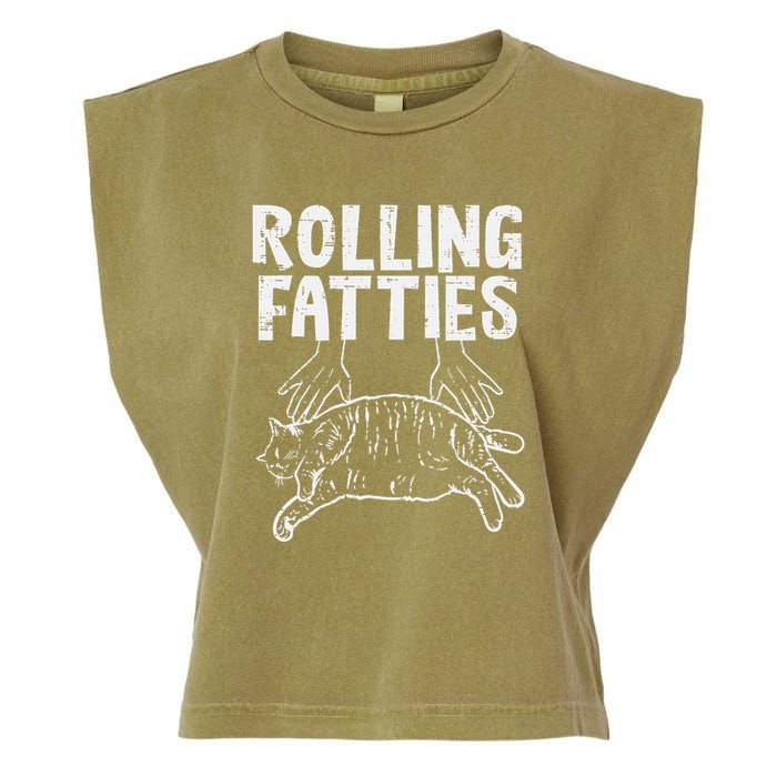 Rolling Fatties Cat Funny Fat Kitten Garment-Dyed Women's Muscle Tee
