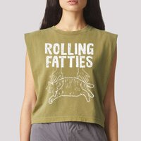 Rolling Fatties Cat Funny Fat Kitten Garment-Dyed Women's Muscle Tee