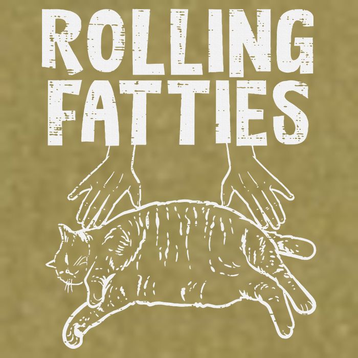 Rolling Fatties Cat Funny Fat Kitten Garment-Dyed Women's Muscle Tee