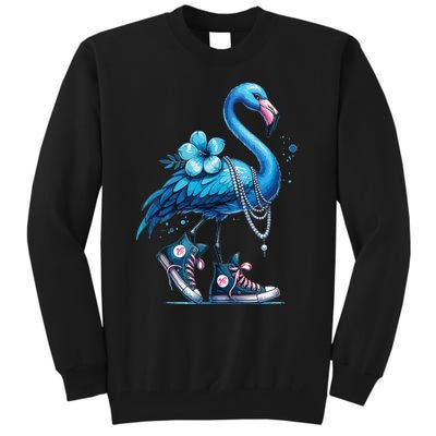 Retro Flamingo Chucks And Pearls Comma La Kamala Harris 2024 Tall Sweatshirt