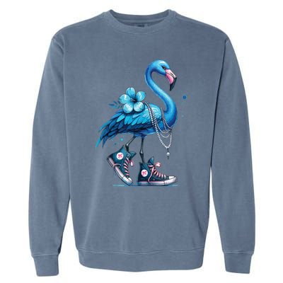 Retro Flamingo Chucks And Pearls Comma La Kamala Harris 2024 Garment-Dyed Sweatshirt