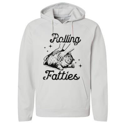 Rolling Fatties Cat Funny Cute Cat Lover Kitten Owner Kitty Performance Fleece Hoodie