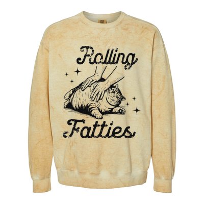 Rolling Fatties Cat Funny Cute Cat Lover Kitten Owner Kitty Colorblast Crewneck Sweatshirt