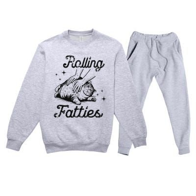 Rolling Fatties Cat Funny Cute Cat Lover Kitten Owner Kitty Premium Crewneck Sweatsuit Set