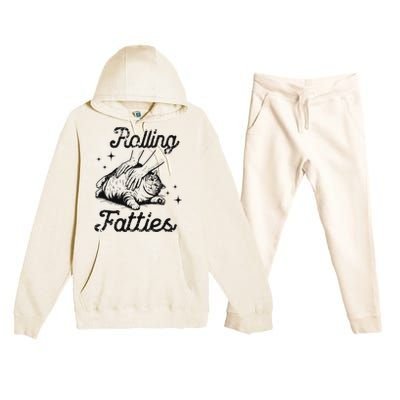 Rolling Fatties Cat Funny Cute Cat Lover Kitten Owner Kitty Premium Hooded Sweatsuit Set