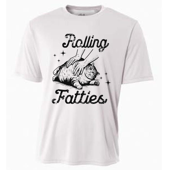 Rolling Fatties Cat Funny Cute Cat Lover Kitten Owner Kitty Cooling Performance Crew T-Shirt