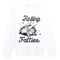 Rolling Fatties Cat Funny Cute Cat Lover Kitten Owner Kitty Premium Crewneck Sweatshirt