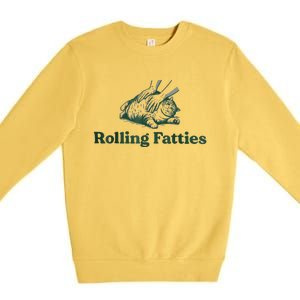 Rolling Fatties Cat Funny Cute Premium Crewneck Sweatshirt