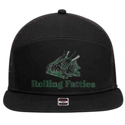 Rolling Fatties Cat Funny Cute 7 Panel Mesh Trucker Snapback Hat