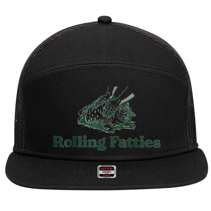 Rolling Fatties Cat Funny Cute 7 Panel Mesh Trucker Snapback Hat