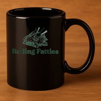Rolling Fatties Cat Funny Cute 11oz C Handle Ceramic Mug