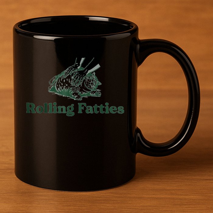Rolling Fatties Cat Funny Cute 11oz C Handle Ceramic Mug