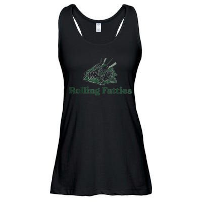 Rolling Fatties Cat Funny Cute Ladies Essential Flowy Tank