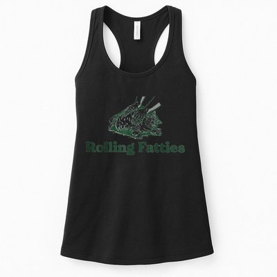Rolling Fatties Cat Funny Cute Womens Tank Top