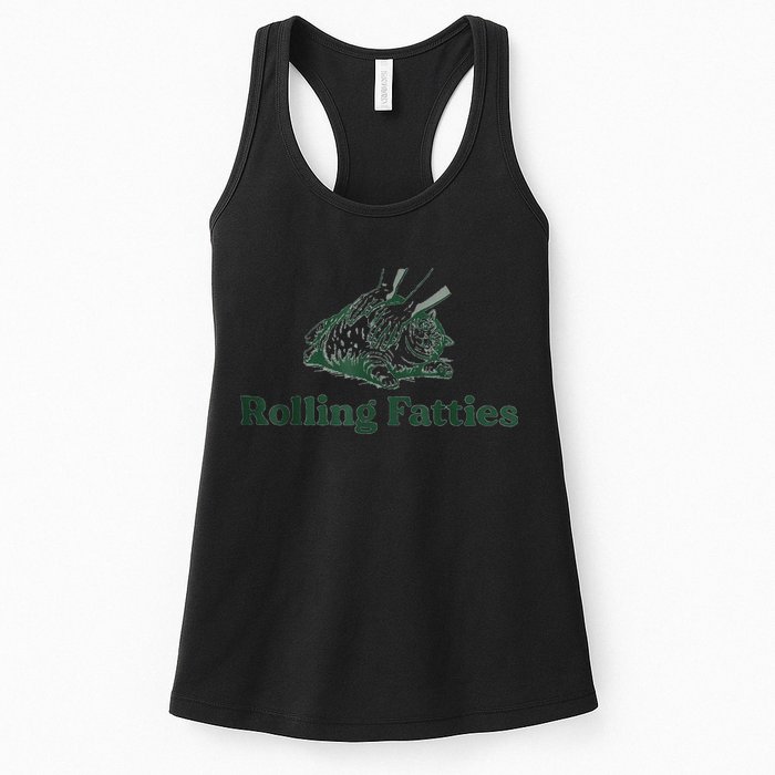 Rolling Fatties Cat Funny Cute Womens Tank Top
