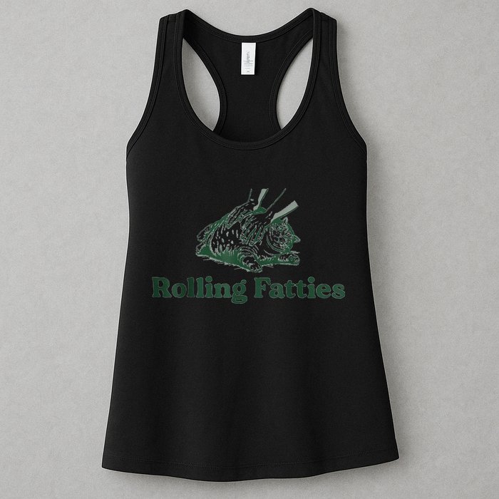 Rolling Fatties Cat Funny Cute Womens Tank Top