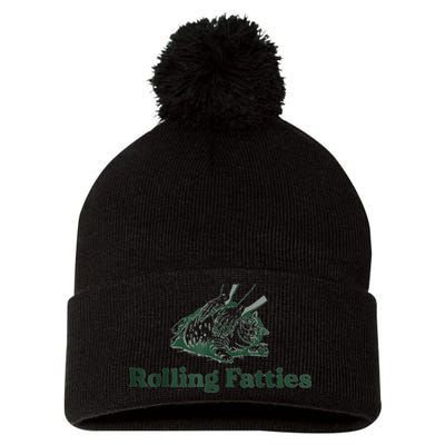 Rolling Fatties Cat Funny Cute Pom Pom 12in Knit Beanie