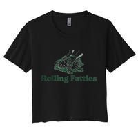 Rolling Fatties Cat Funny Cute Women's Crop Top Tee