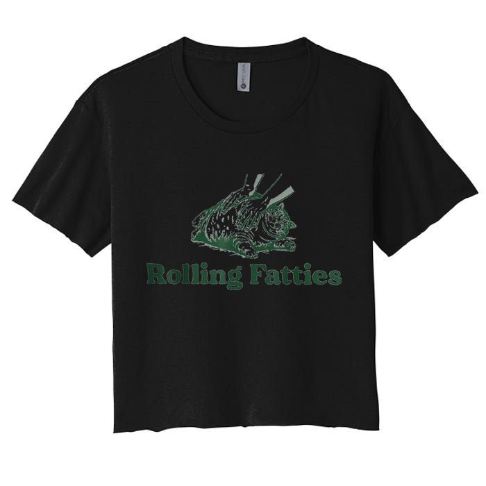Rolling Fatties Cat Funny Cute Women's Crop Top Tee