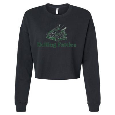 Rolling Fatties Cat Funny Cute Cropped Pullover Crew