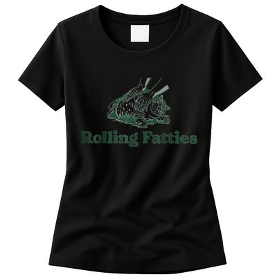 Rolling Fatties Cat Funny Cute Womens T-Shirt