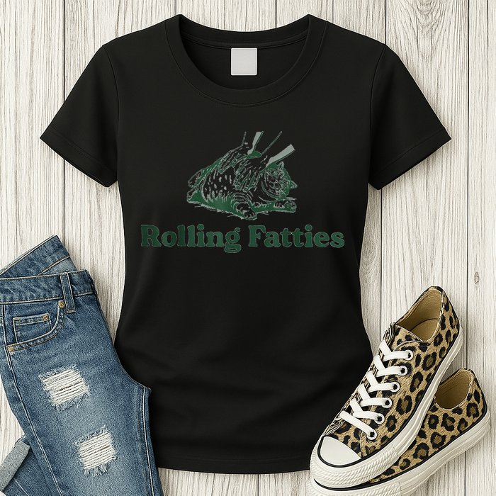 Rolling Fatties Cat Funny Cute Womens T-Shirt