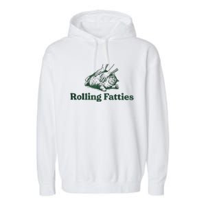 Rolling Fatties Cat Funny Cute Garment-Dyed Fleece Hoodie