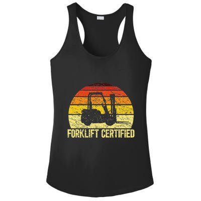 Retro Forklift Certified Forklift Operator Lift Truck Driver Ladies PosiCharge Competitor Racerback Tank