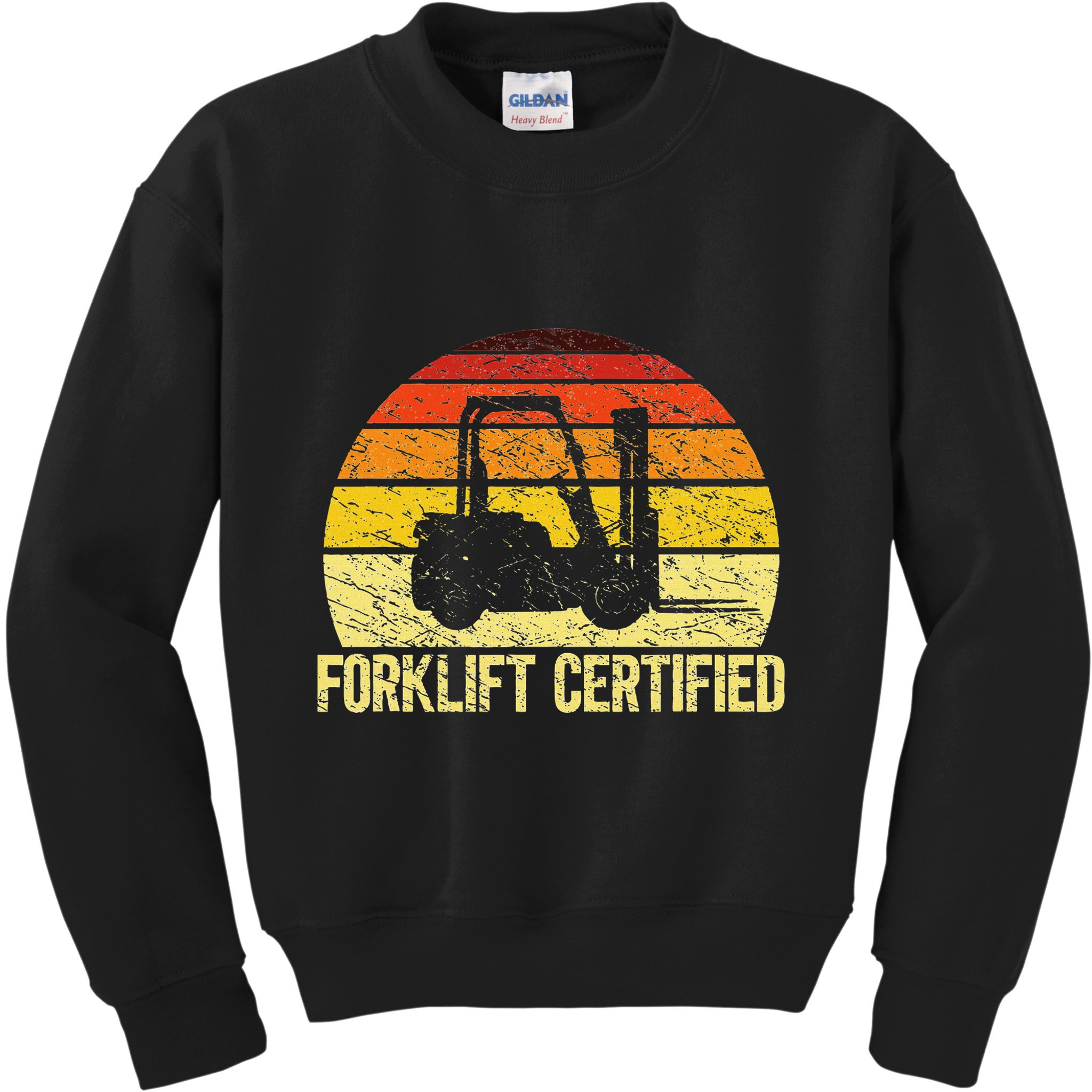 Retro Forklift Certified Forklift Operator Lift Truck Driver Kids Sweatshirt