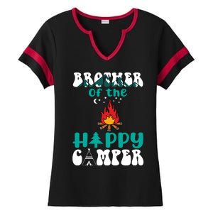 Retro Family Camping Trip Brother Of Happy Camper Birthday Great Gift Ladies Halftime Notch Neck Tee