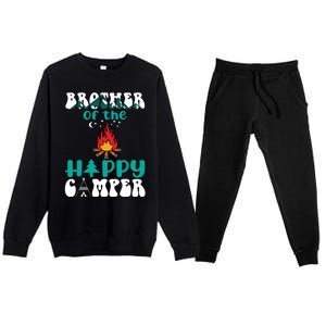 Retro Family Camping Trip Brother Of Happy Camper Birthday Great Gift Premium Crewneck Sweatsuit Set