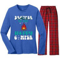 Retro Family Camping Trip Brother Of Happy Camper Birthday Great Gift Women's Long Sleeve Flannel Pajama Set 