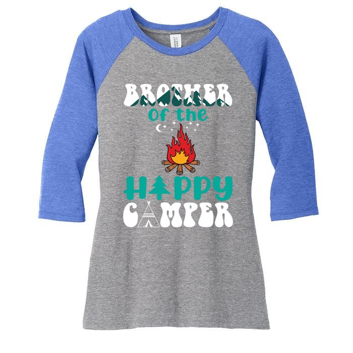 Retro Family Camping Trip Brother Of Happy Camper Birthday Great Gift Women's Tri-Blend 3/4-Sleeve Raglan Shirt