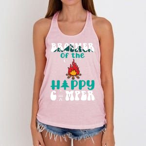 Retro Family Camping Trip Brother Of Happy Camper Birthday Great Gift Women's Knotted Racerback Tank