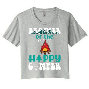 Retro Family Camping Trip Brother Of Happy Camper Birthday Great Gift Women's Crop Top Tee