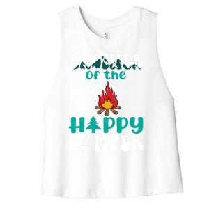 Retro Family Camping Trip Brother Of Happy Camper Birthday Great Gift Women's Racerback Cropped Tank