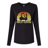 Retro Forklift Certified Forklift Operator Lift Truck Driver Womens Cotton Relaxed Long Sleeve T-Shirt