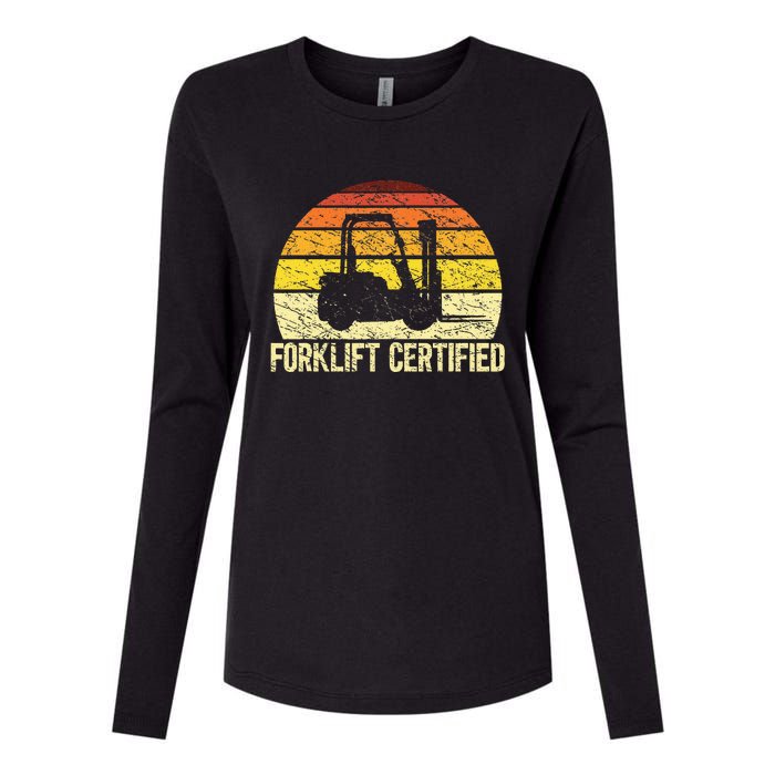 Retro Forklift Certified Forklift Operator Lift Truck Driver Womens Cotton Relaxed Long Sleeve T-Shirt