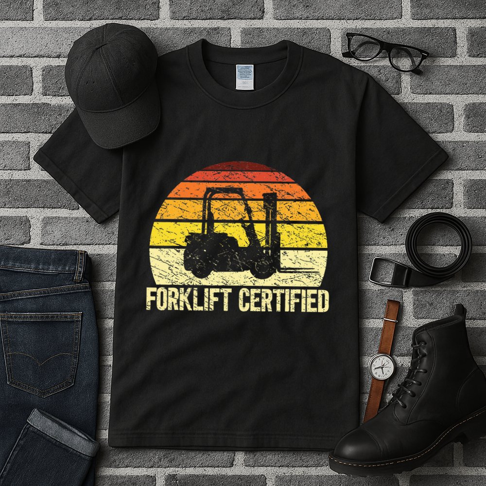 Retro Forklift Certified Forklift Operator Lift Truck Driver Tall T-Shirt