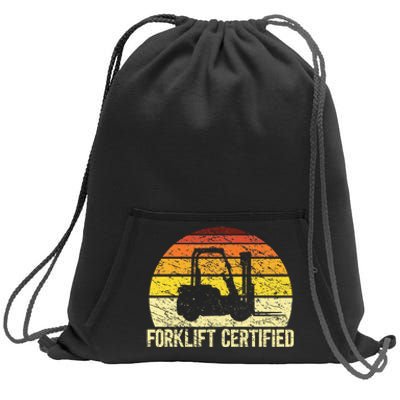 Retro Forklift Certified Forklift Operator Lift Truck Driver Sweatshirt Cinch Pack Bag