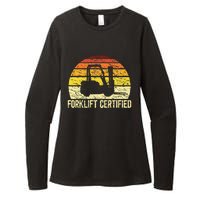 Retro Forklift Certified Forklift Operator Lift Truck Driver Womens CVC Long Sleeve Shirt