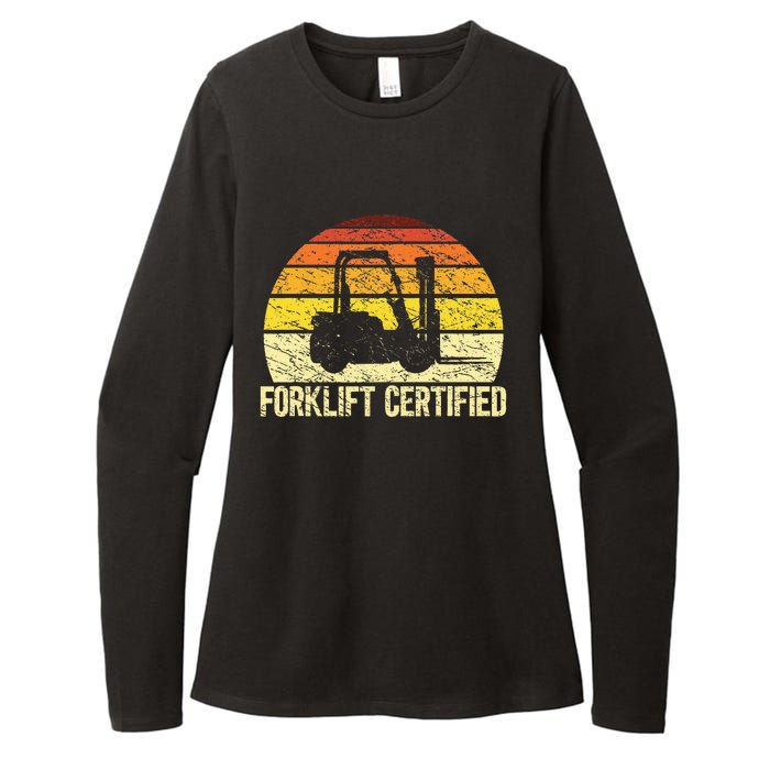 Retro Forklift Certified Forklift Operator Lift Truck Driver Womens CVC Long Sleeve Shirt