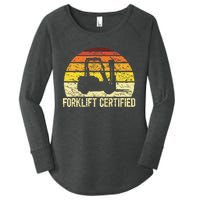 Retro Forklift Certified Forklift Operator Lift Truck Driver Women's Perfect Tri Tunic Long Sleeve Shirt