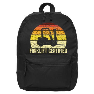 Retro Forklift Certified Forklift Operator Lift Truck Driver 16 in Basic Backpack