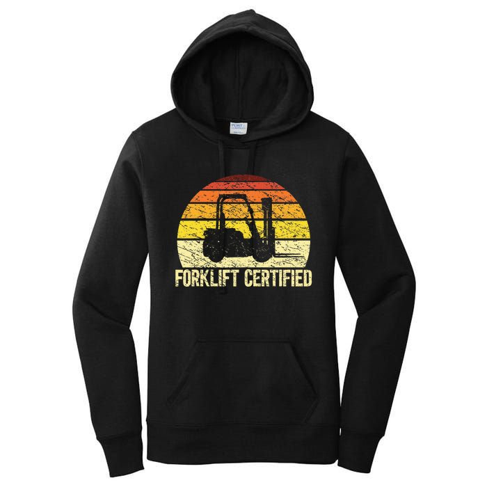 Retro Forklift Certified Forklift Operator Lift Truck Driver Women's Pullover Hoodie