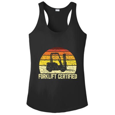 Retro Forklift Certified Forklift Operator Lift Truck Driver Ladies PosiCharge Competitor Racerback Tank
