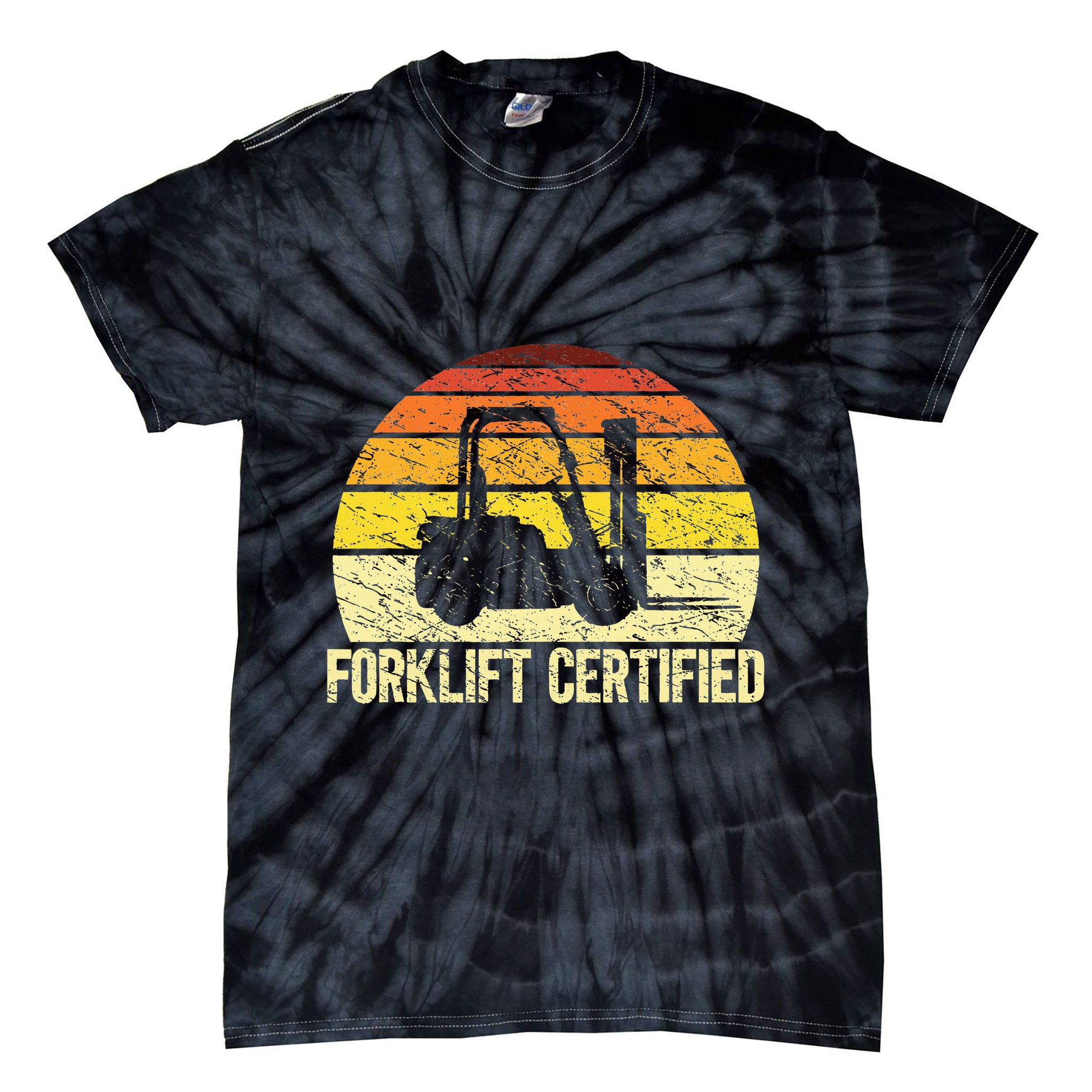 Retro Forklift Certified Forklift Operator Lift Truck Driver Tie-Dye T-Shirt
