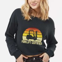 Retro Forklift Certified Forklift Operator Lift Truck Driver Cropped Pullover Crew