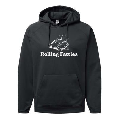 Rolling Fatties Cat Lover Funny Cat Kitten Gift Performance Fleece Hoodie