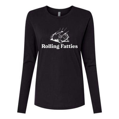 Rolling Fatties Cat Lover Funny Cat Kitten Gift Womens Cotton Relaxed Long Sleeve T-Shirt